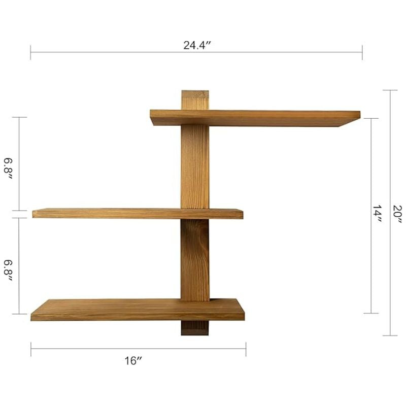 ديكور جداري خشبي عصري بثلاثة رفوف قابلة للتعديل